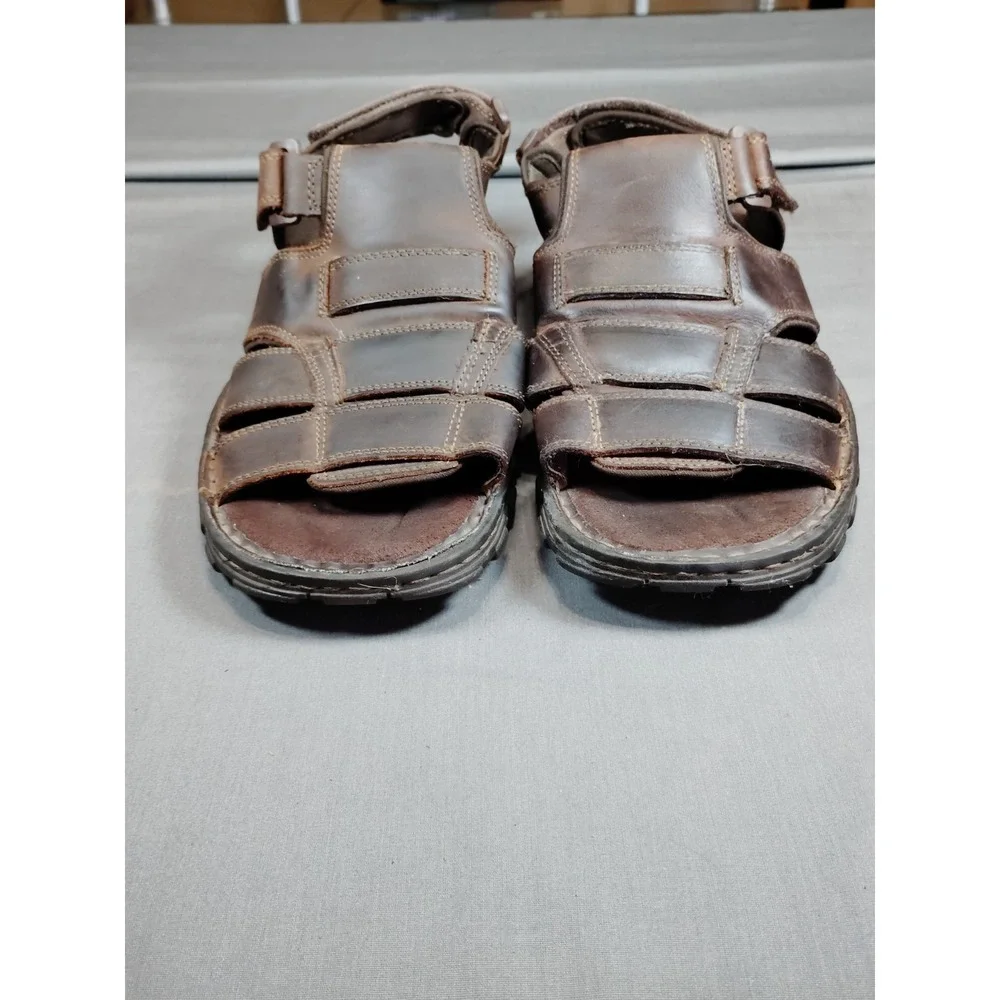 Skechers Men 12 Fisherman Sandals Brown Leather Old Money Open Toe #60847 2010